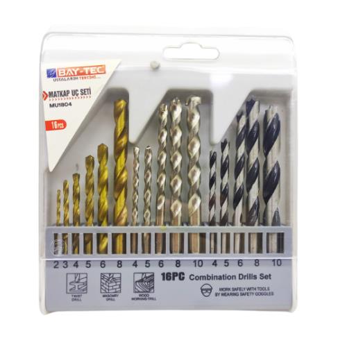 Bay-Tec MU1804 Beton Metal Ahşap Matkap Uç Seti Takımı 16 Parça Bay-Tec MU1804 Beton Metal Ahşap Matkap Uç Seti Takımı 16 Parça